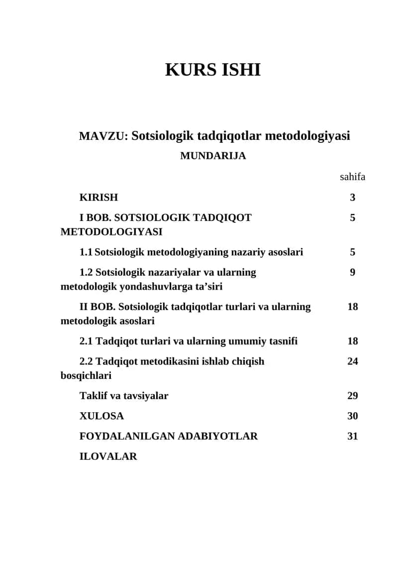 Sotsiologik tadqiqotlar metodologiyasi
