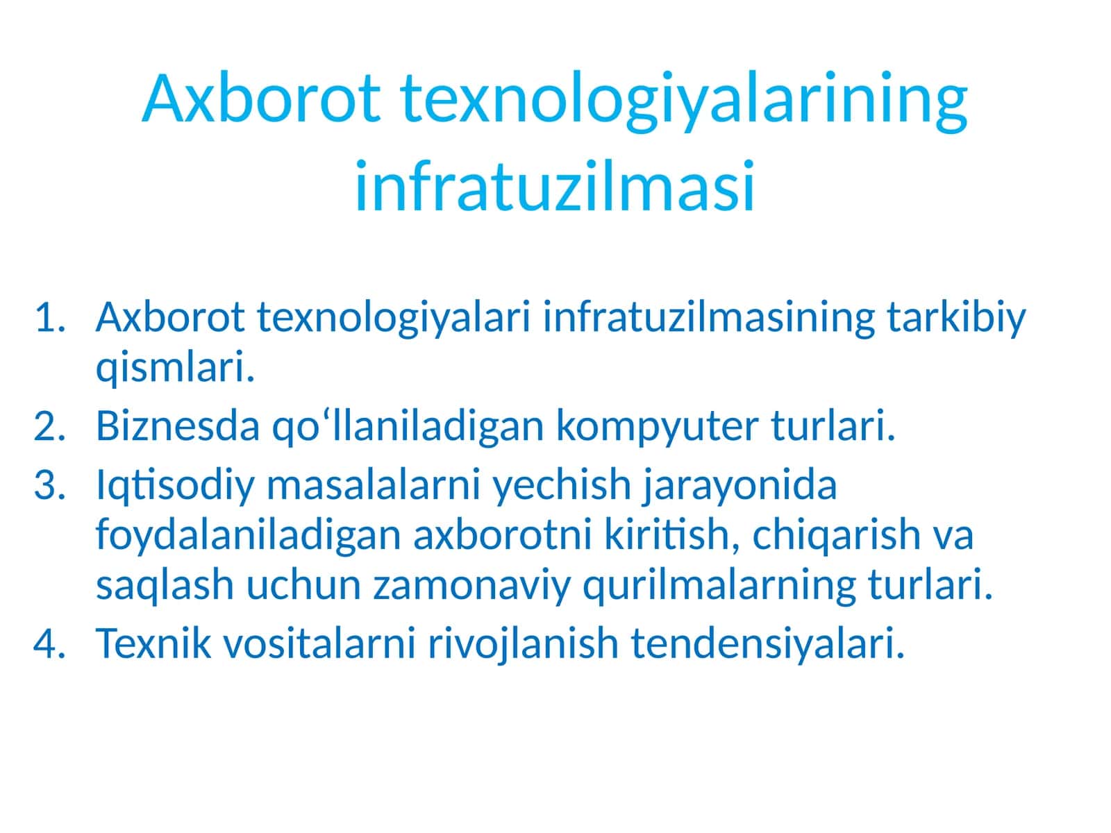 Axborottexnologiyalarining infratuzilmasi