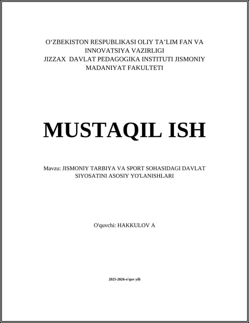 Sport Infratuzilmasini Rivojlantirish va Modernizatsiya Qilish