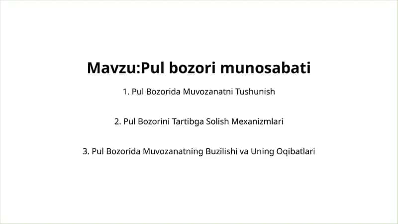Pul bozori munosabati