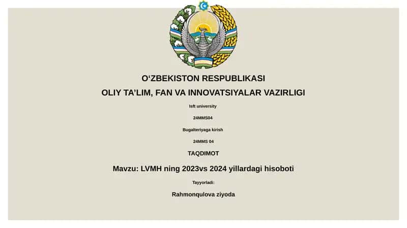 LVMH ning 2023vs 2024 yillardagi hisoboti