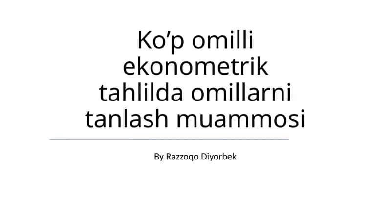 Omil Tanlash Muammosi