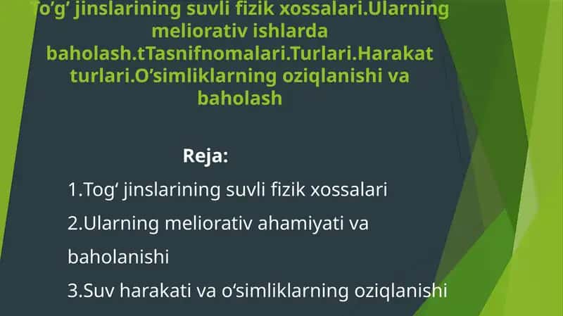 Tog‘jinslarining suvli fizik xossalari