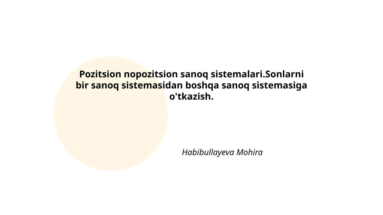 Pozitsion va Nopozitsion Sanoq Sistemalari