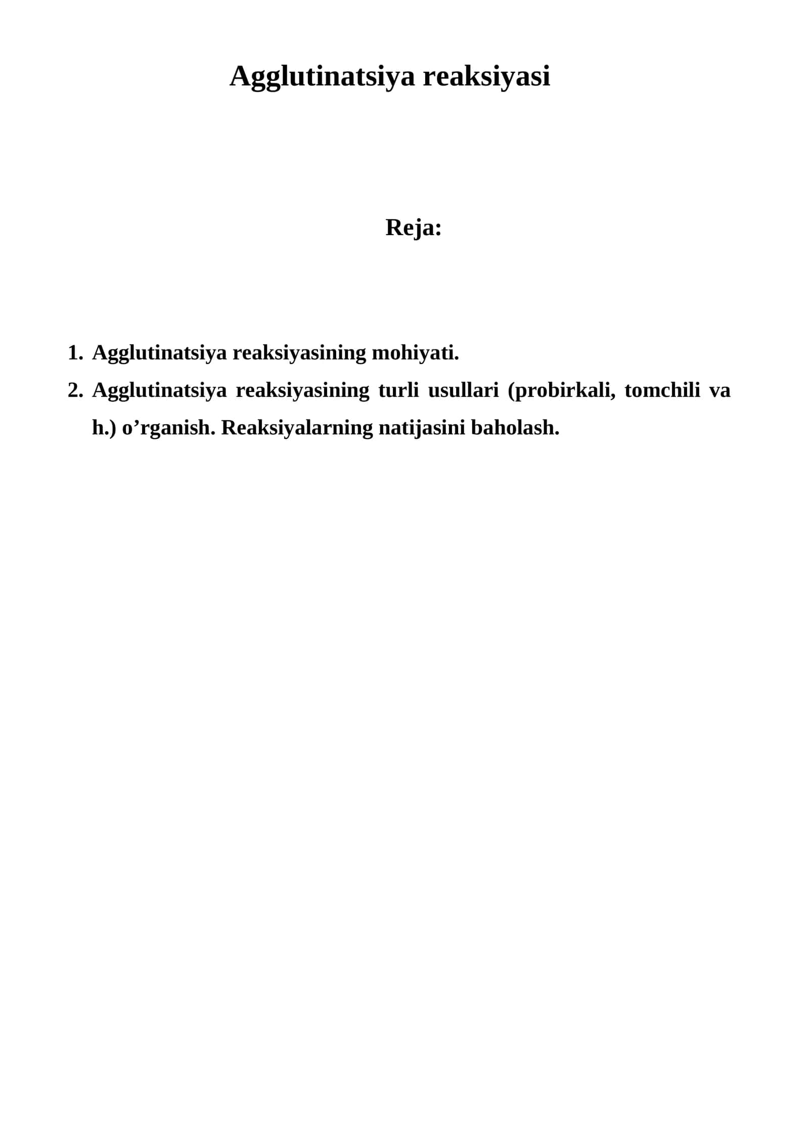 Agglutinatsiya reaksiyasi