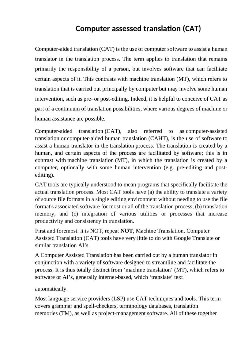 Computer-aided translation (CAT)