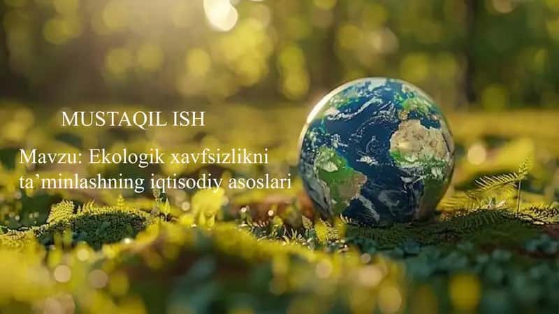 Ekologik xavfsizlikni ta’minlashning iqtisodiy asoslari