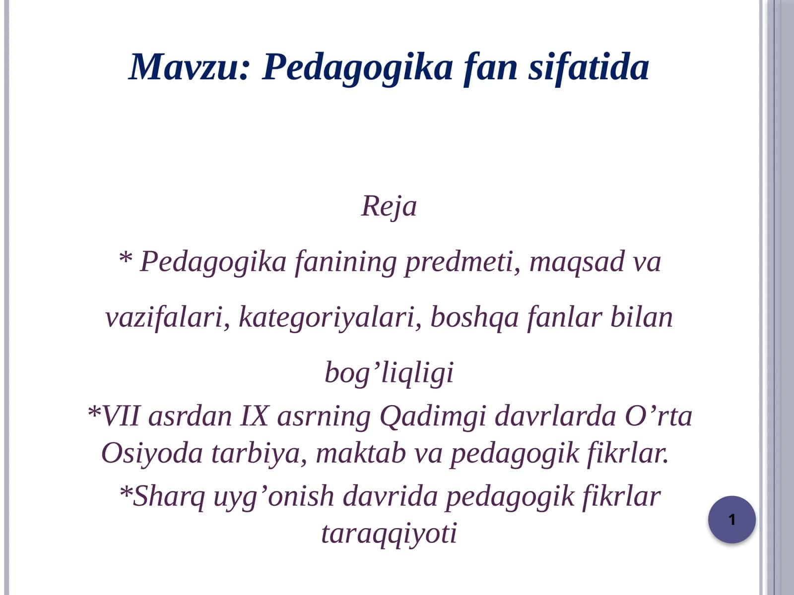 Pedagogika fanlari