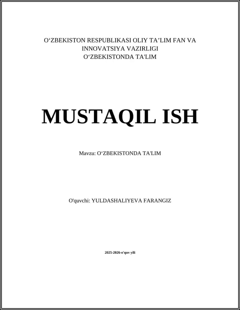 O‘zbekistonda ta'lim