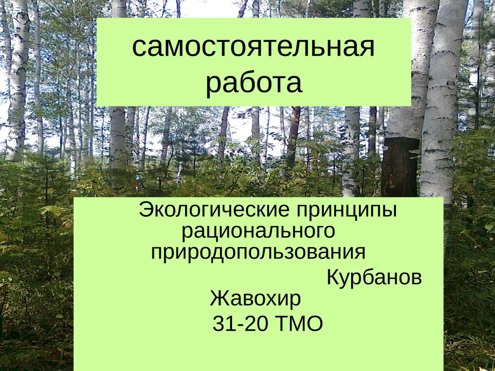 Экологические принципы рационального природопользования