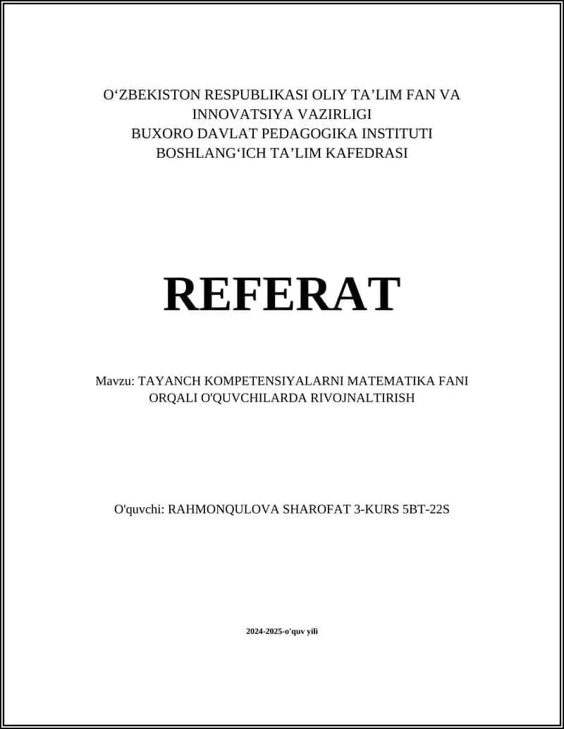 Sonlar tushunchasini rivojlantirish