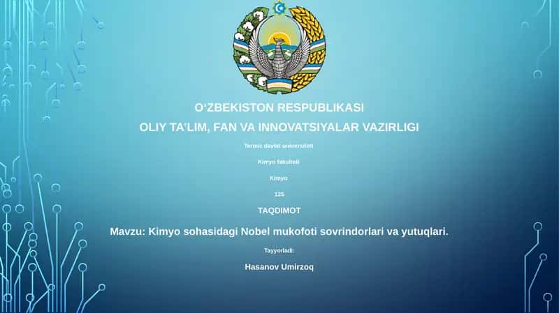 Kimyo sohasidagi Nobel mukofoti sovrindorlari va yutuqlari