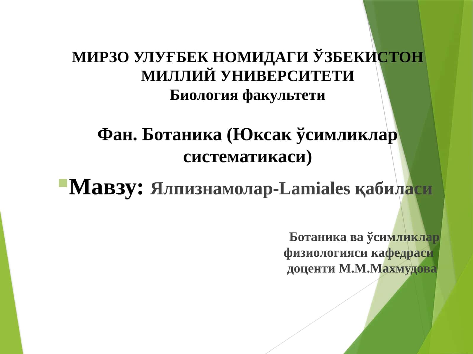 Ялпизнамолар-Lamiales қабиласи