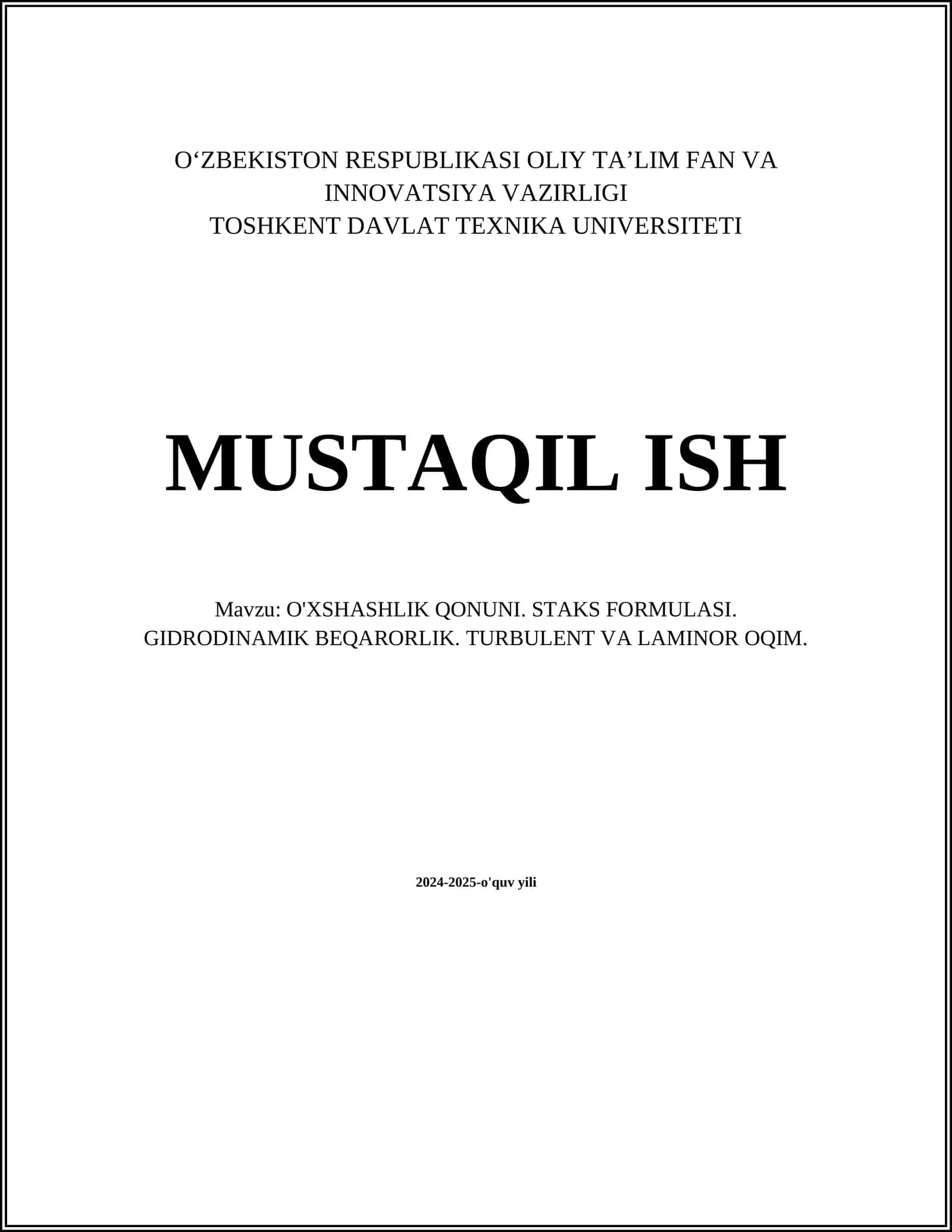 O'XSHASHLIK QONUNI