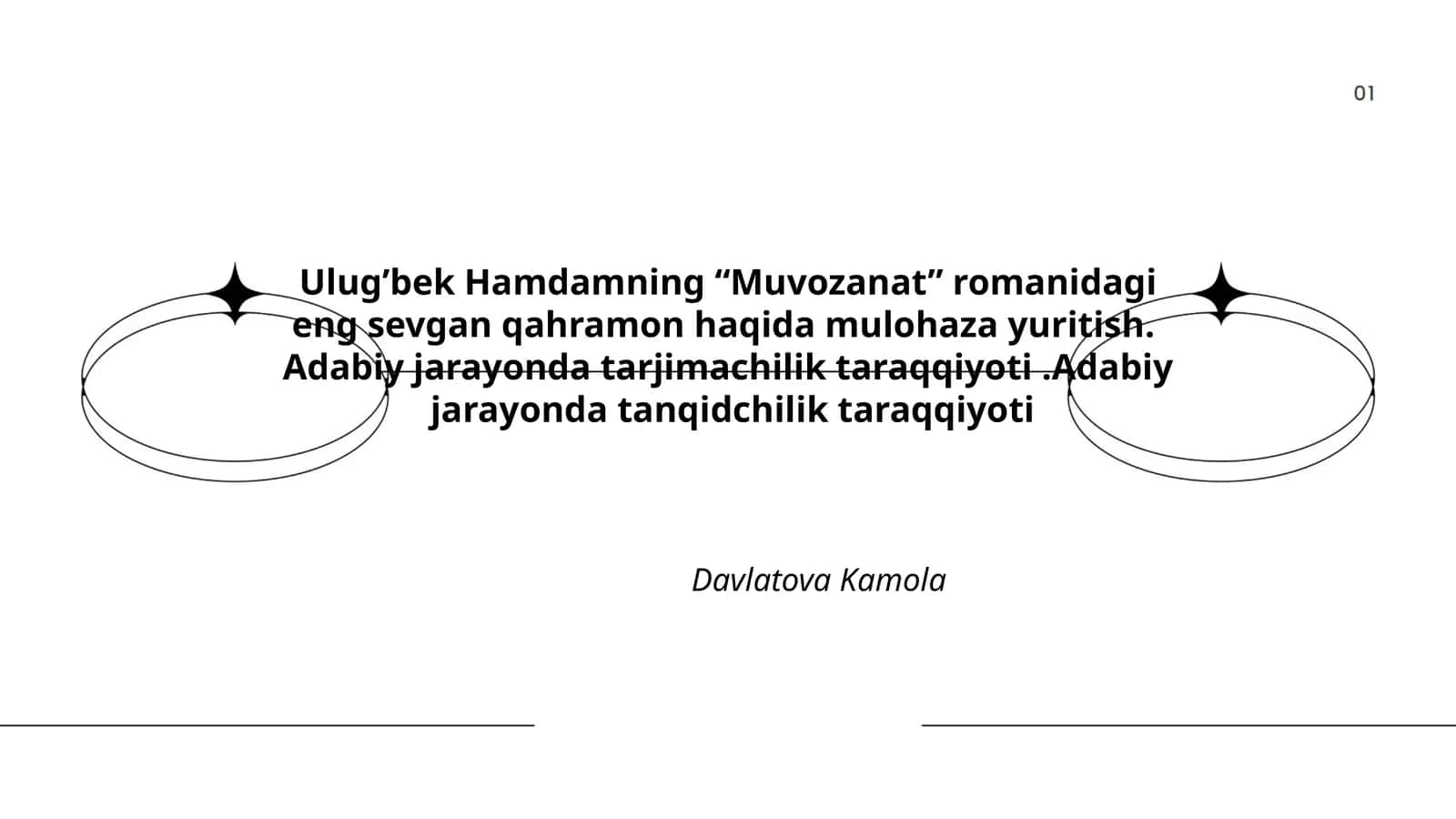 Muvozanat romanidagi eng sevgan qahramon haqida mulohaza yuritish
