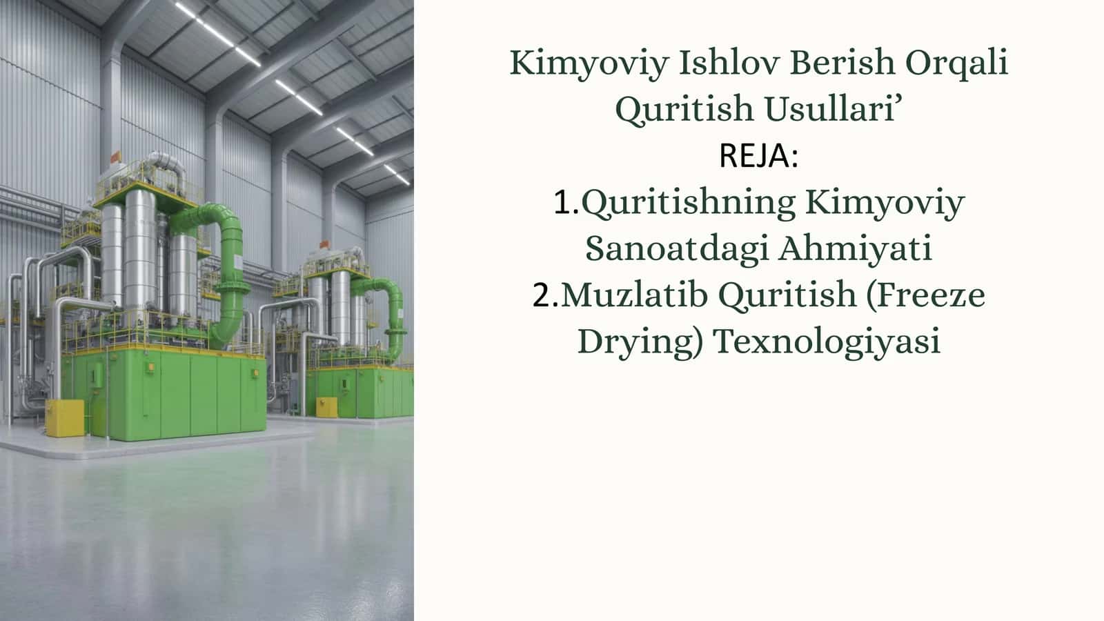 Kimyoviy Ishlov Berish Orqali Quritish Usullari