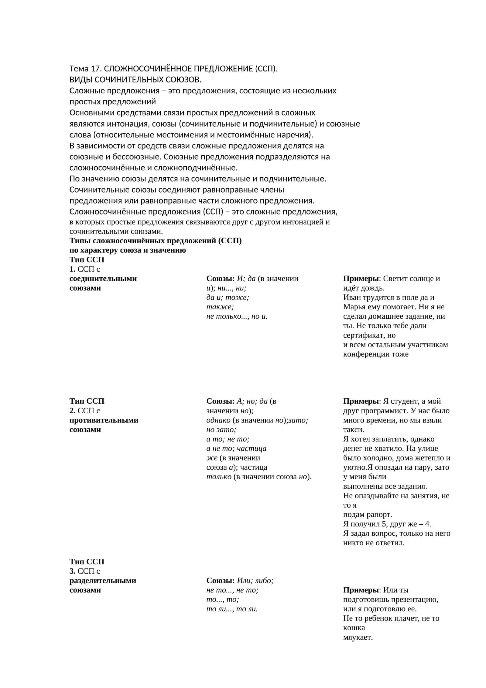 Сложносочинённые предложения (ССП)
