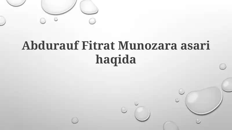 Fitratning "Munozara" Asarlari