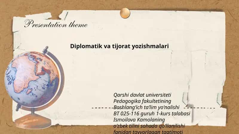 O'zbek tilini sohada qo'llanilishi fanidan tayyorlagan taqdimoti