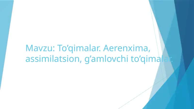 To’qimalar. Aerenxima, assimilatsion, g’amlovchi to’qimalar.