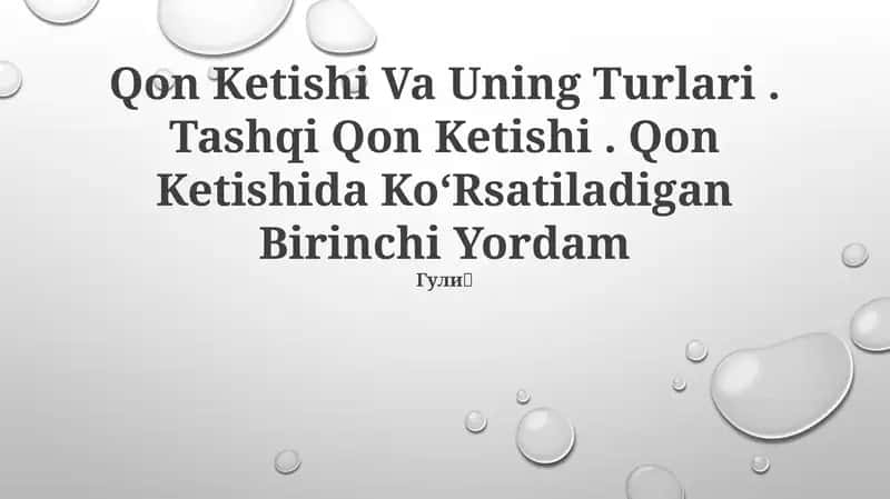 Qon Ketishi Va Uning Turlari