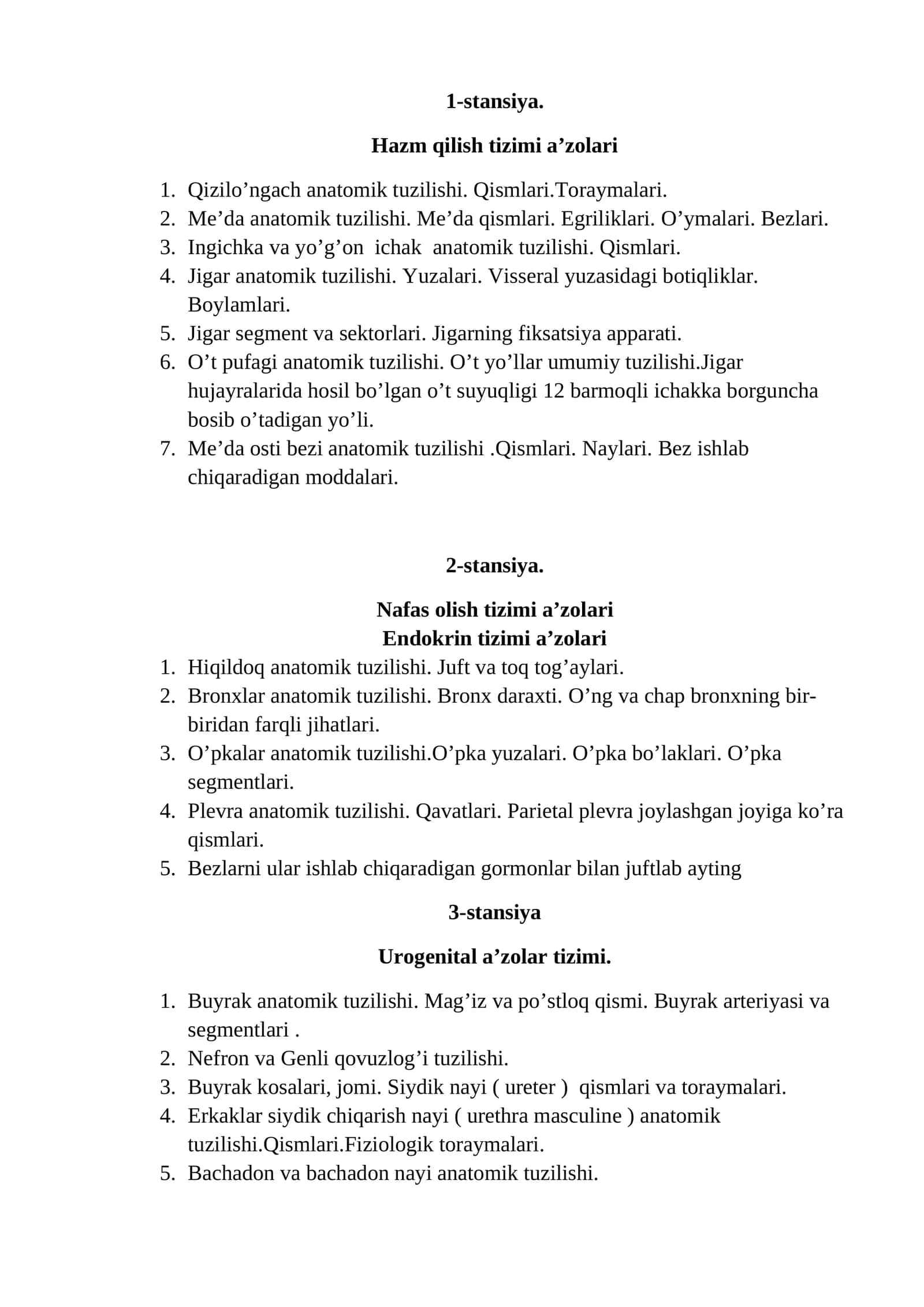 Hazm qilish va nafas olish tizimi anatomiyasi
