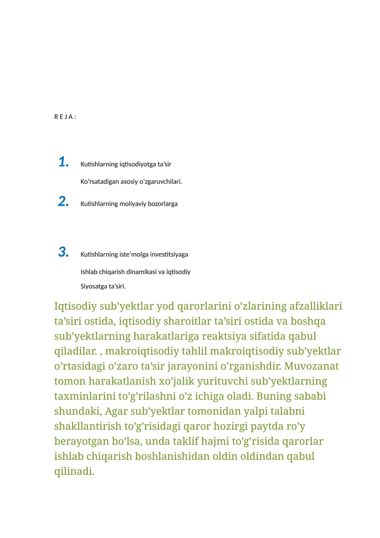 Kutishlarning iqtisodiyotga ta’sir