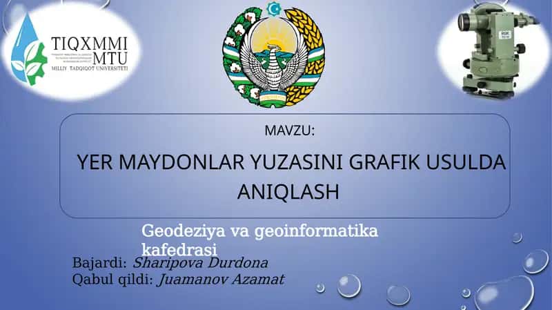 YER MAYDONLAR YUZASINI GRAFIK USULDA ANIQLASH