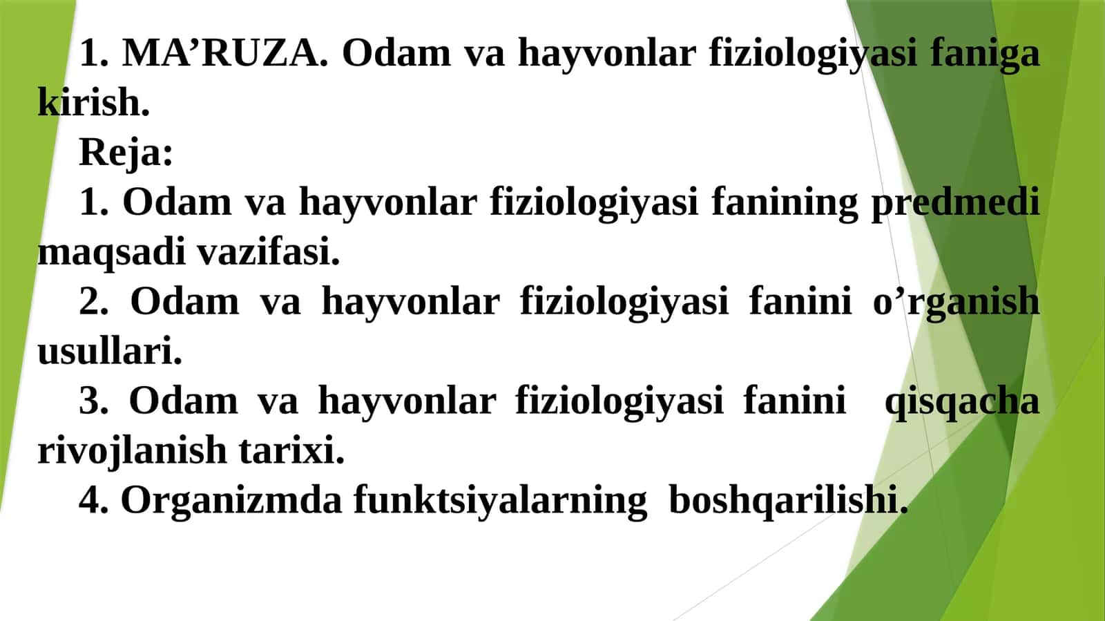 Odam va hayvonlar fiziologiyasifaniga kirish