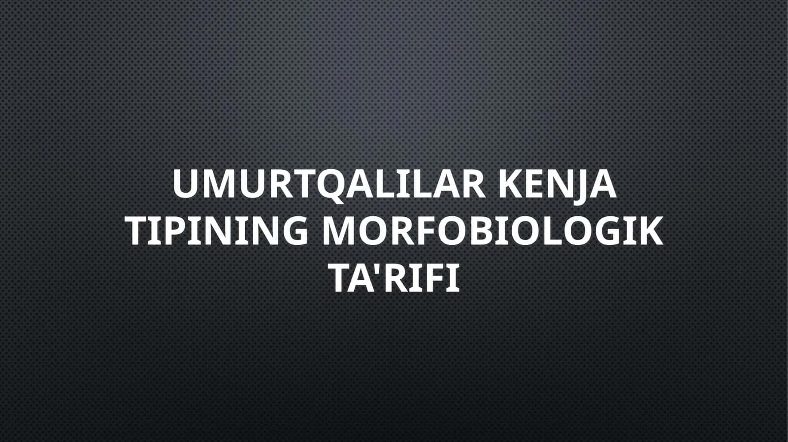 Umurtqalilar kenja tipining morfobiologik ta'rifi