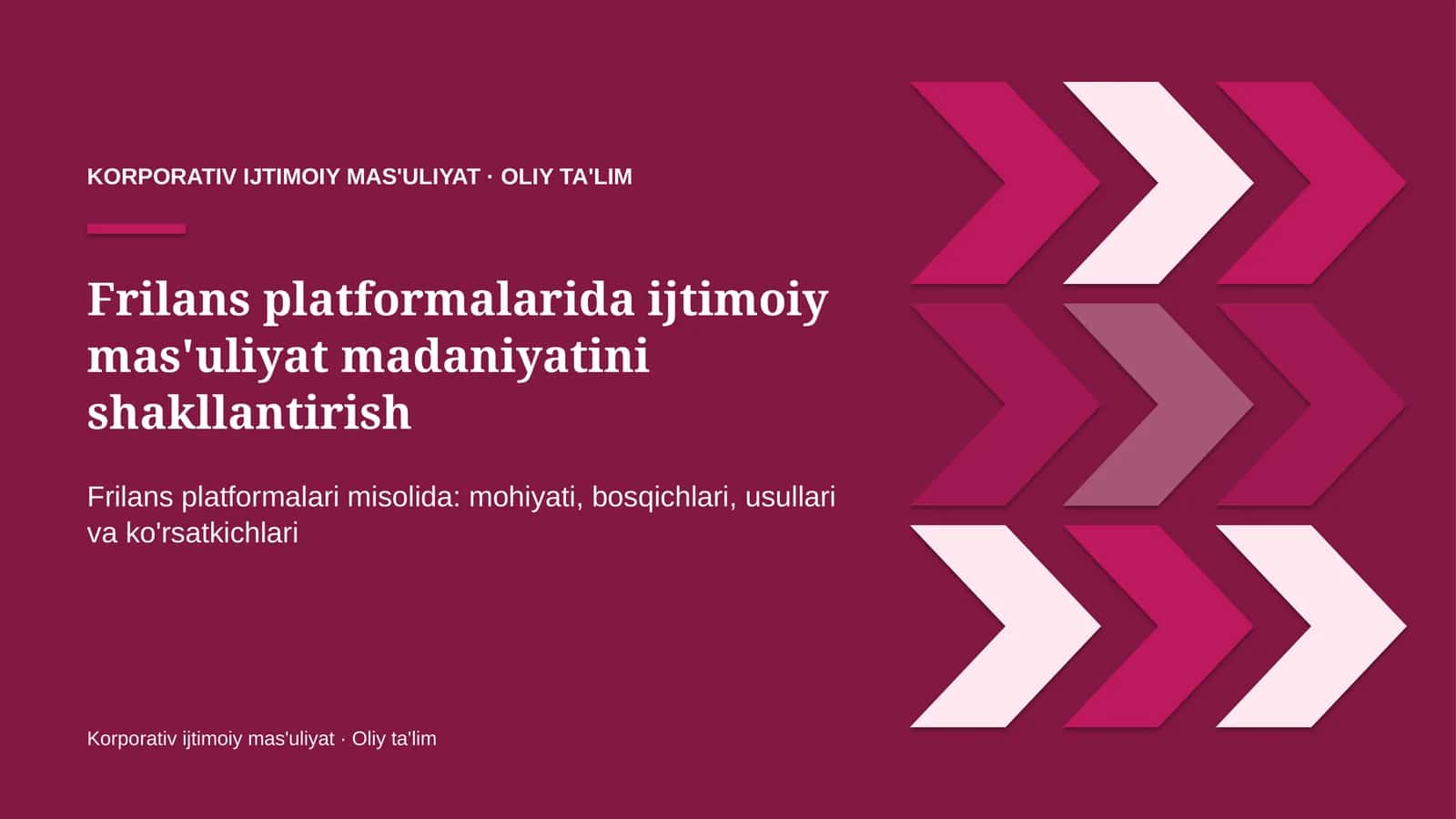 Frilans platformalarida ijtimoiy mas'uliyat madaniyatini shakllantirish
