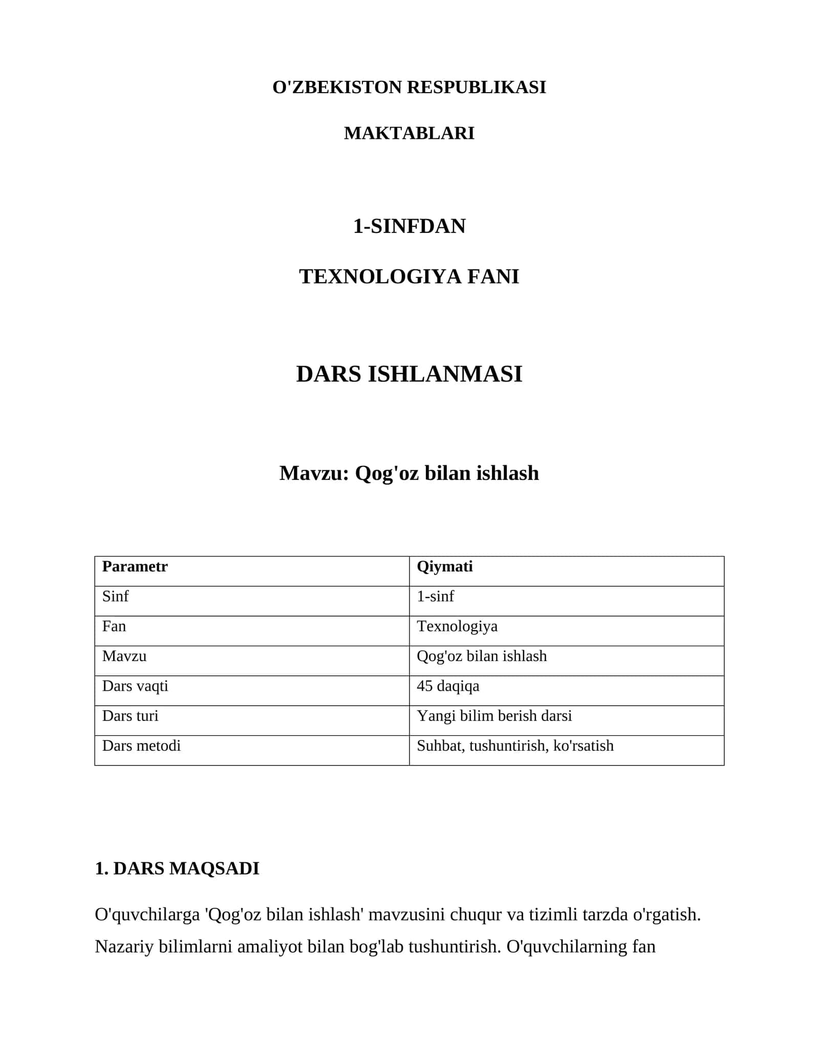Qog'oz bilan ishlash