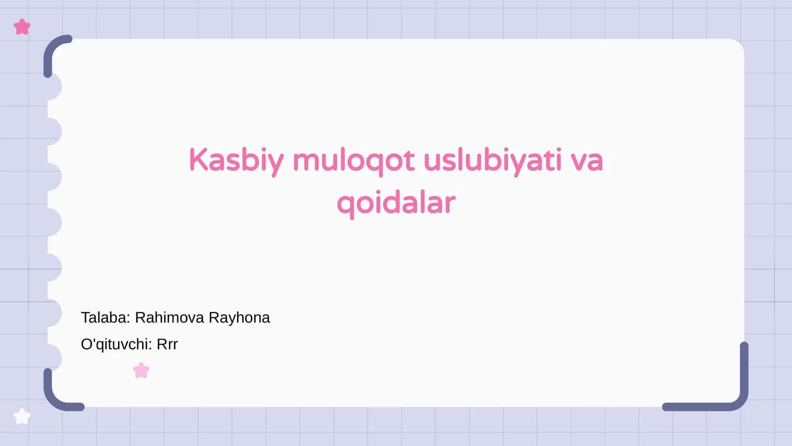 Kasbiy muloqot uslubiyati va qoidalar