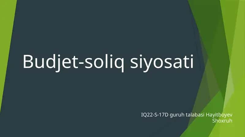 Budjet-soliq siyosati