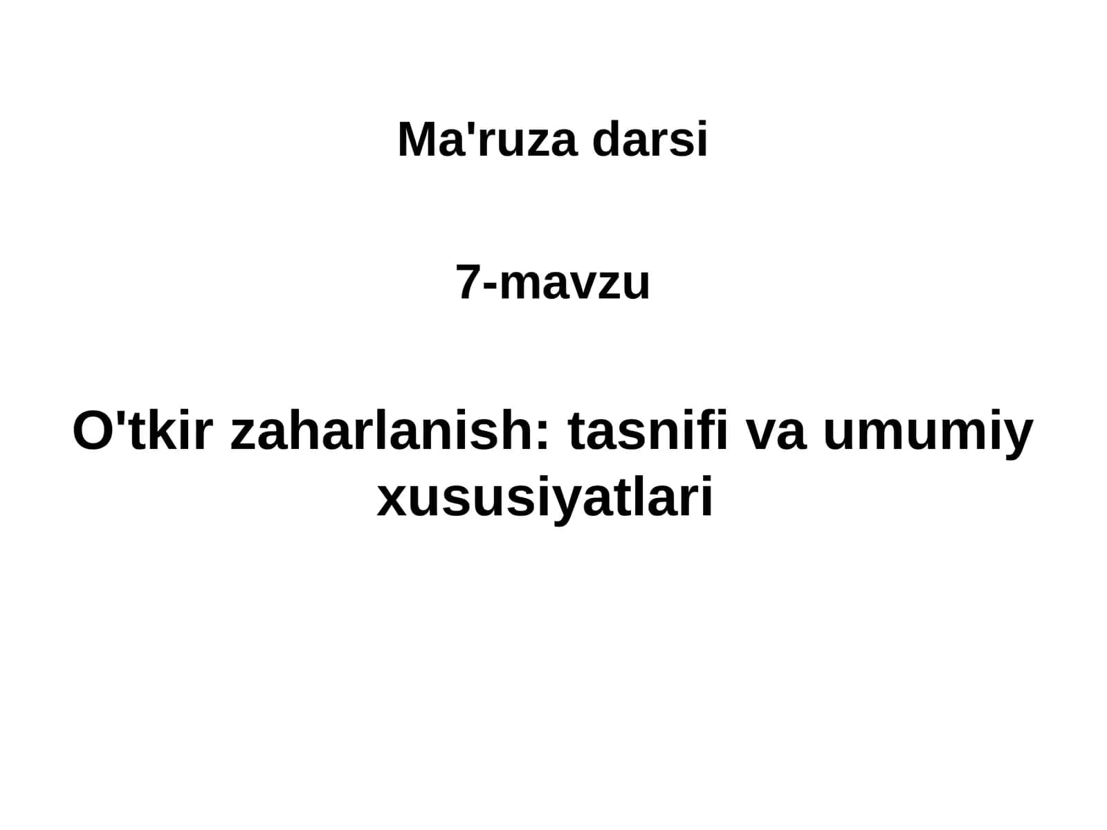 Zaharlanishning tasnifi