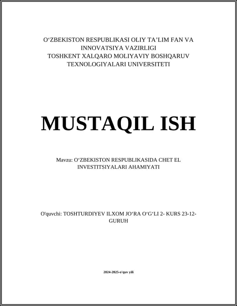 Chet el investitsiyalarining iqtisodiy o'sishga ta'siri
