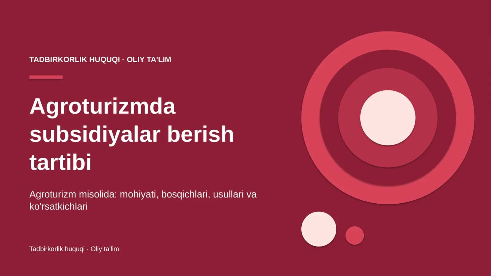 Agroturizmda subsidiyalar berish tartibi