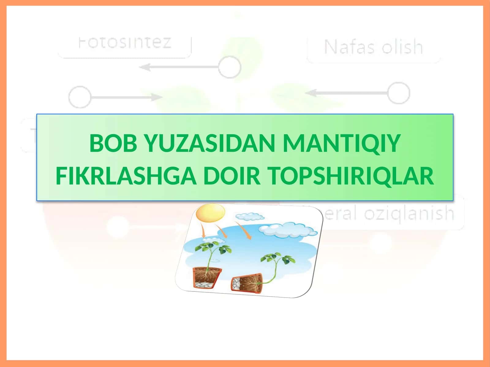 BOB YUZASIDAN MANTIQIY FIKRLASHGA DOIR TOPSHIRIQLAR