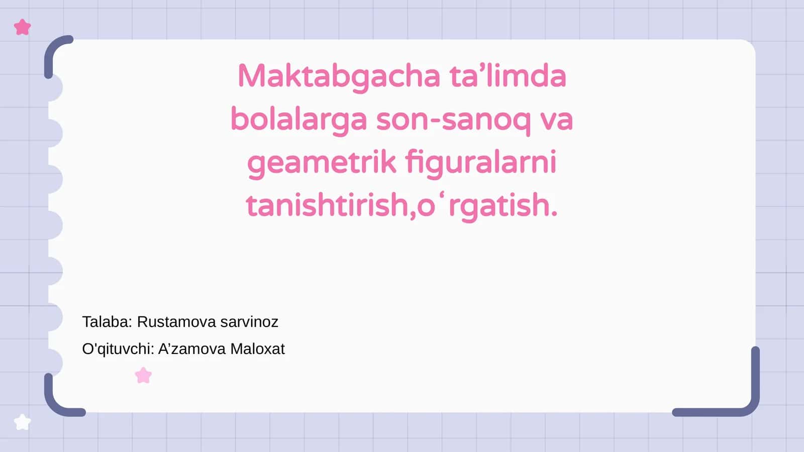 Maktabgacha ta’limda son-sanoq va geometrik figuralarni tanishtirish