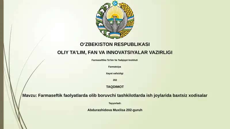Baxtsiz xodisalar farmasevtik faolyatlarda