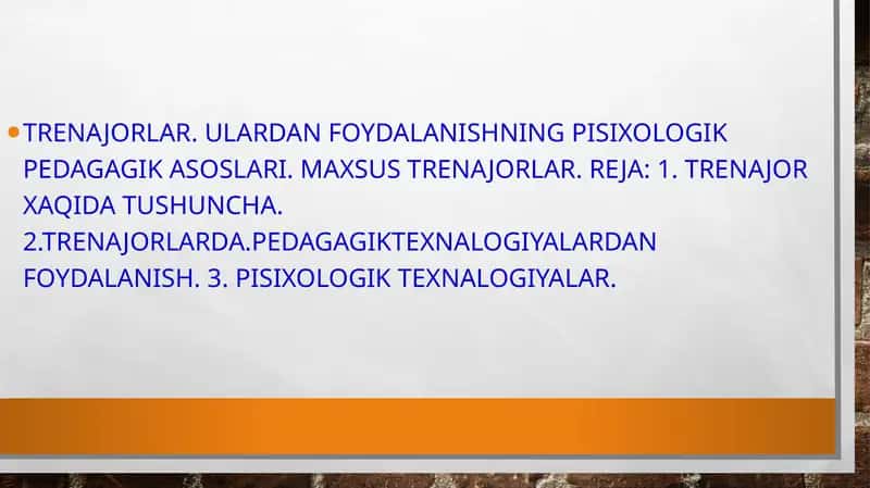 TRENAJORLAR. ULARDAN FOYDALANISHNING PISIXOLOGIK PEDAGAGIK ASOSLARI