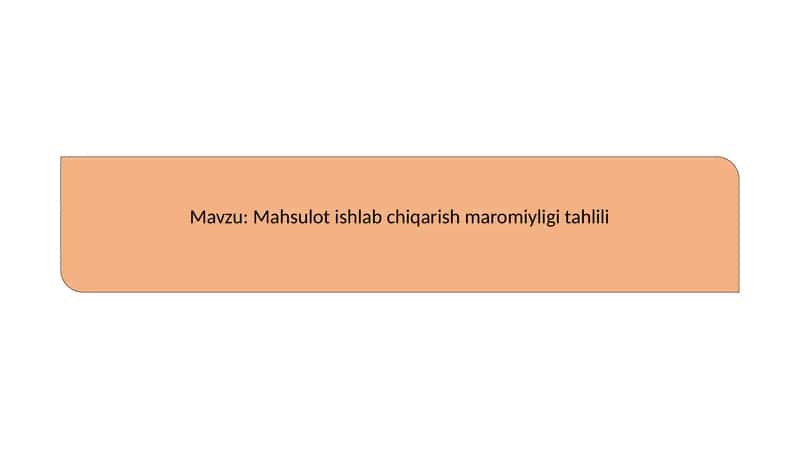 Mahsulot ishlab chiqarish maromiyligi tahlili