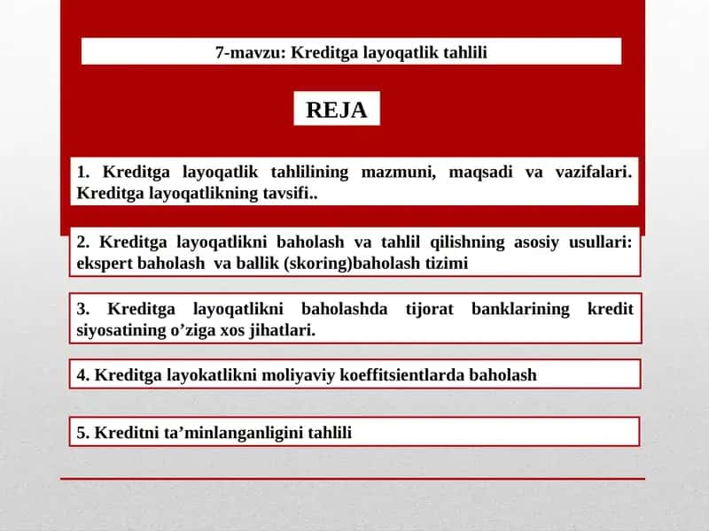 Kreditga layoqatlik tahlili