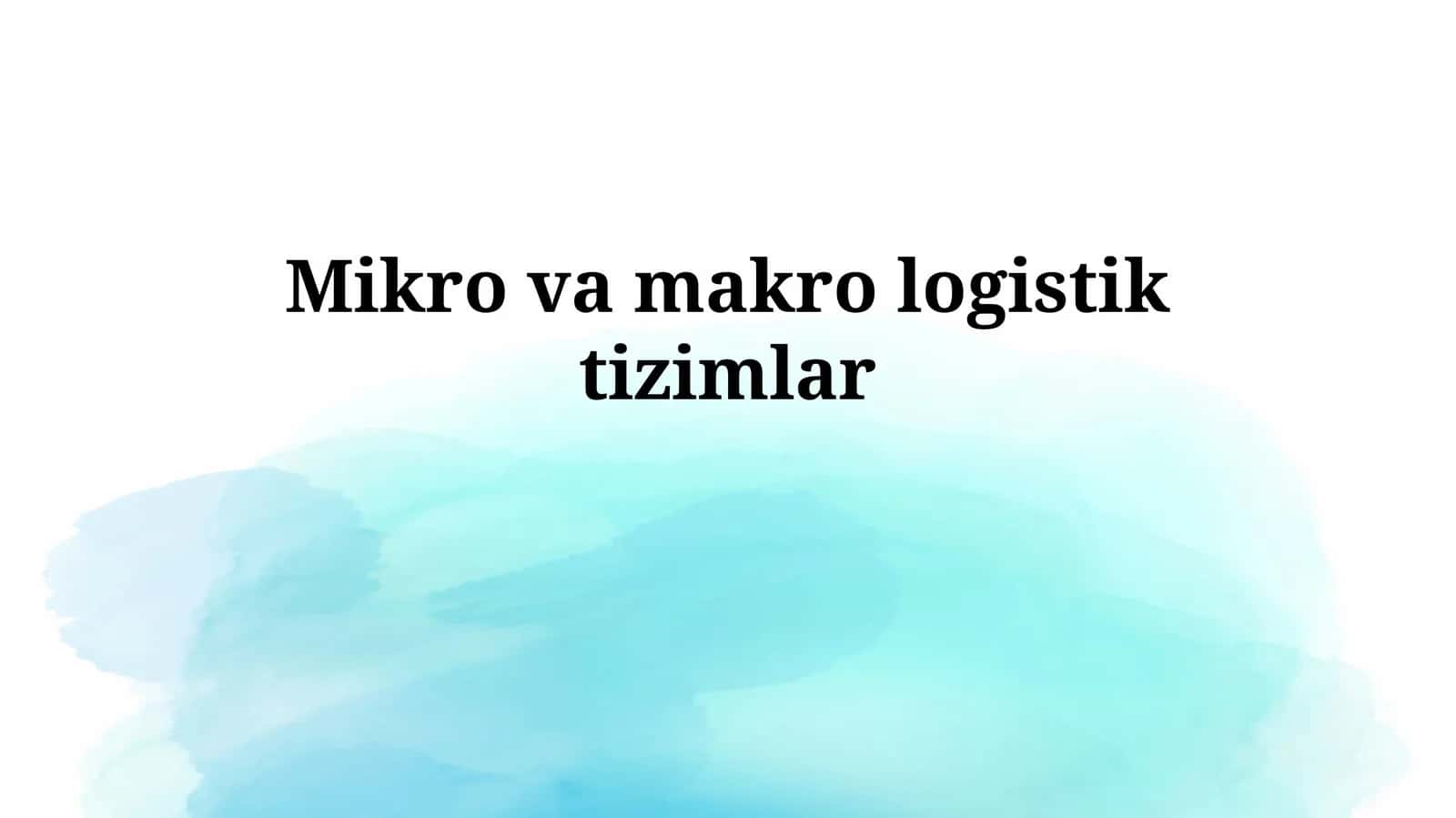 Mikro va makrologistiktizimlar