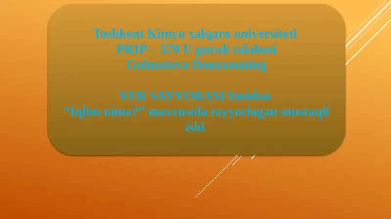 Iqlim va iqlimning bosib olinishi