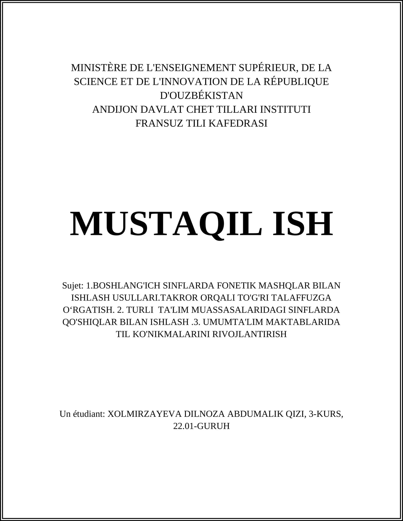 TURLI TA'LIM MUASSASALARIDAGI SINFLARDA QO'SHIQLAR BILAN ISHLASH