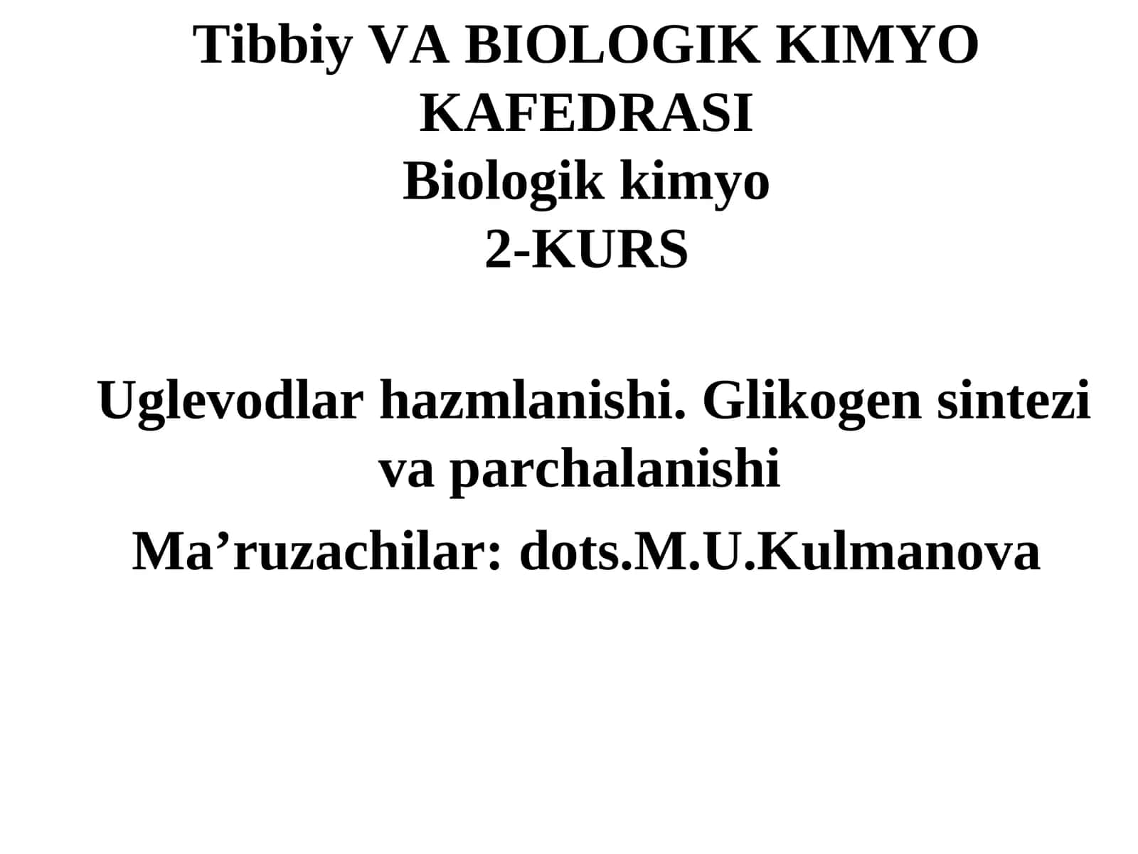 Biologik Kimyo 2-Kurs