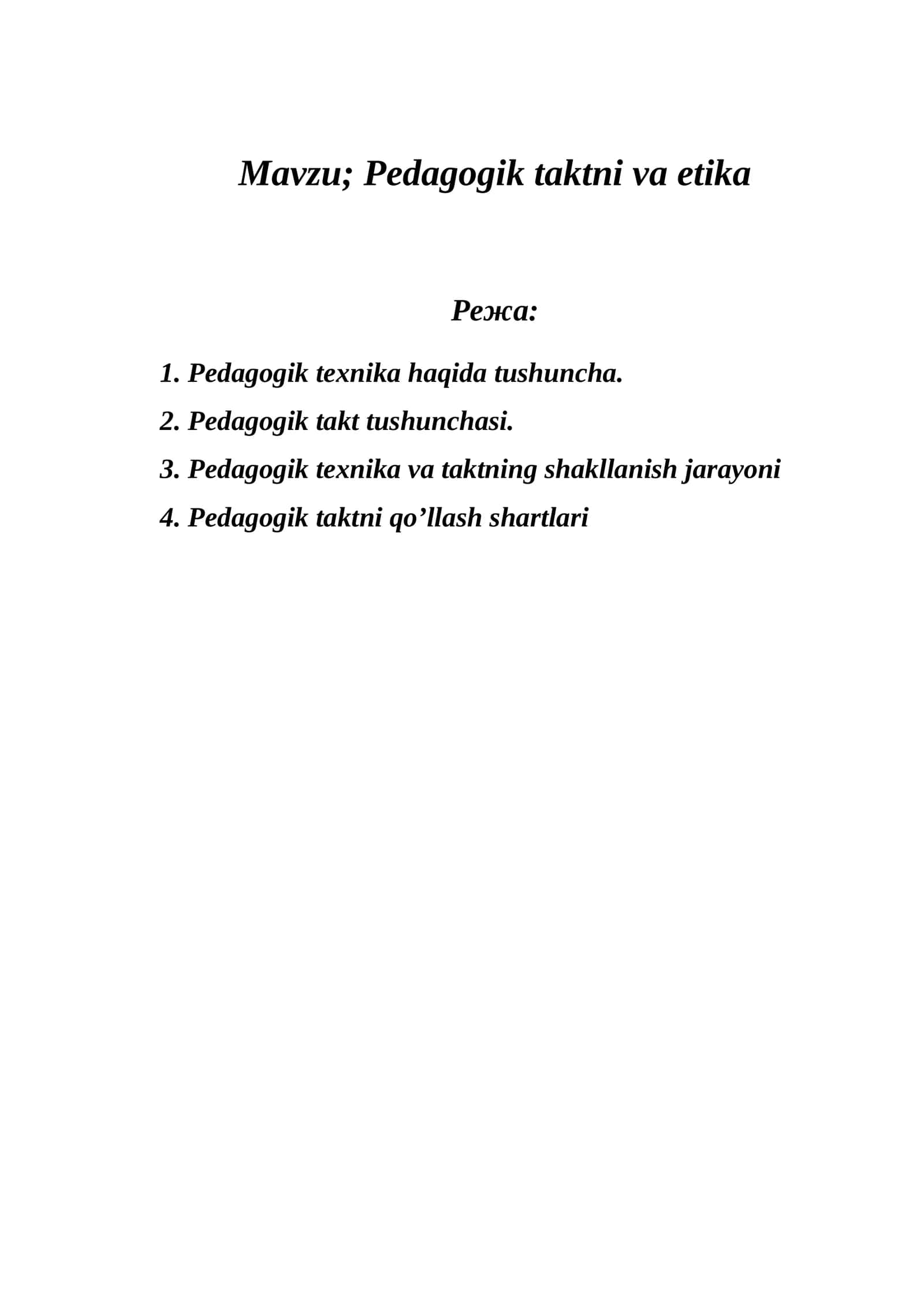 Pedagogik taktni va etika