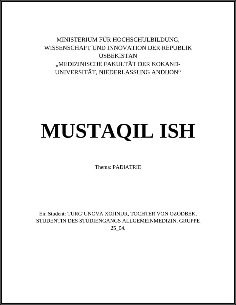 MEDIZINISCHE FAKULTÄT DER KOKAND-UNIVERSITÄT