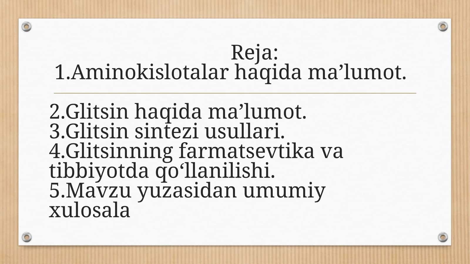 Aminokislotalar va glitsin
